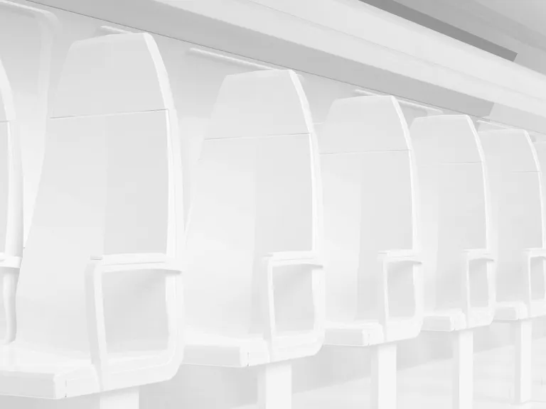 Visualization of a train interior in high-key look